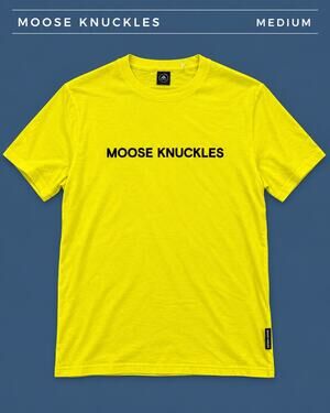Moose Knuckles Neon Yellow Logo T-Shirt Men’s Medium NWOT